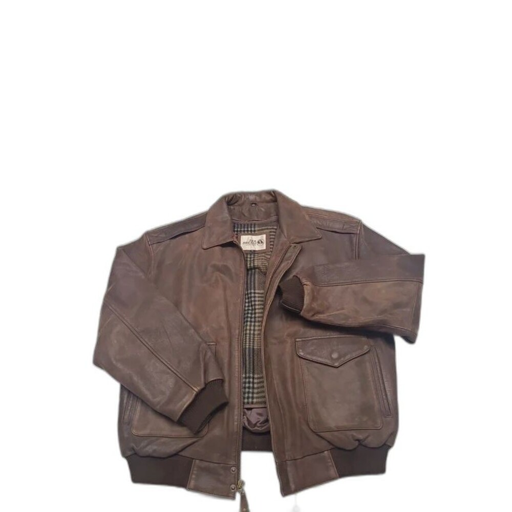 Vtg Sea Dream Leather brown Bomber Jacket